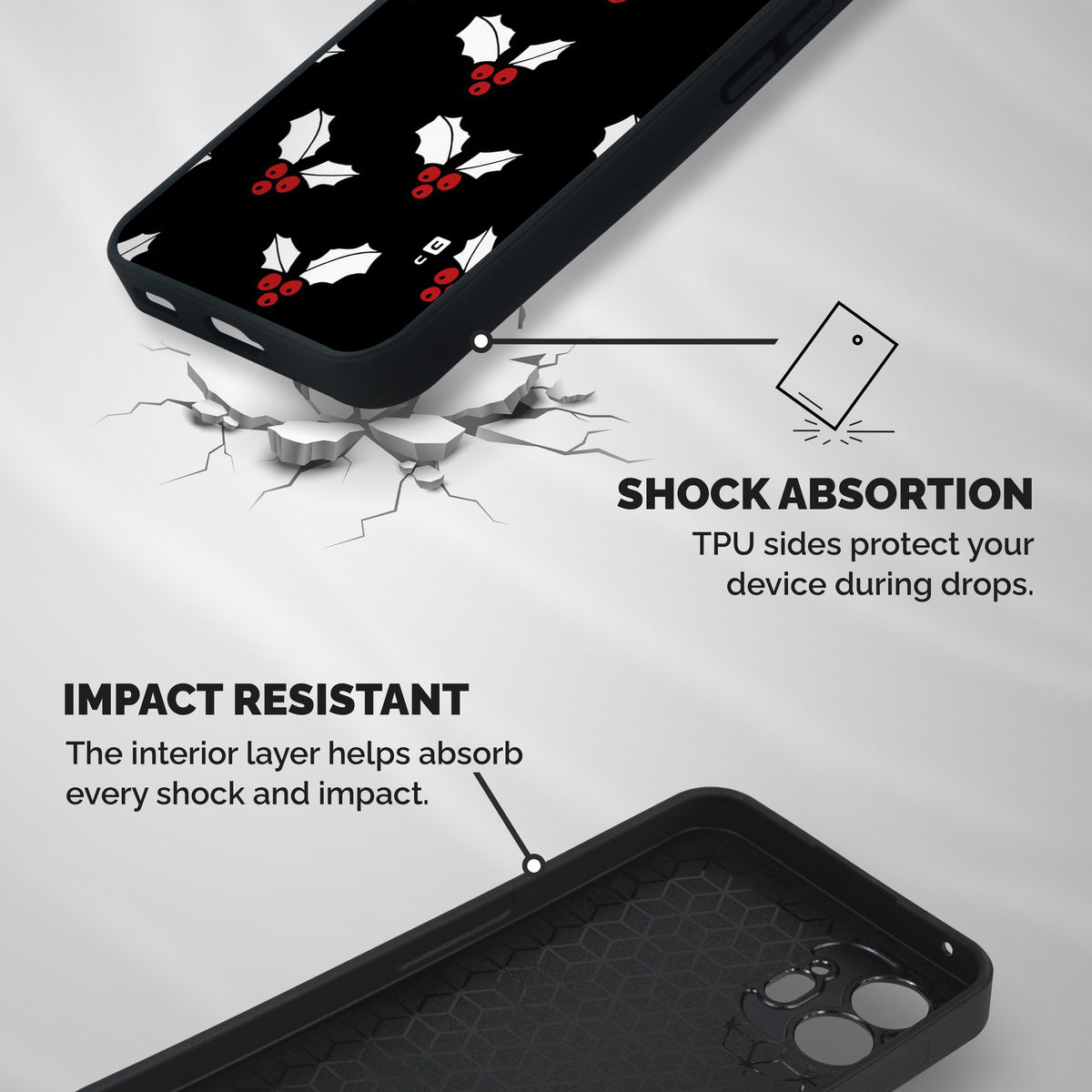 Cherry Leaf Design Shockproof Hybrid Protection (Metal + TPU) Back Case Cover