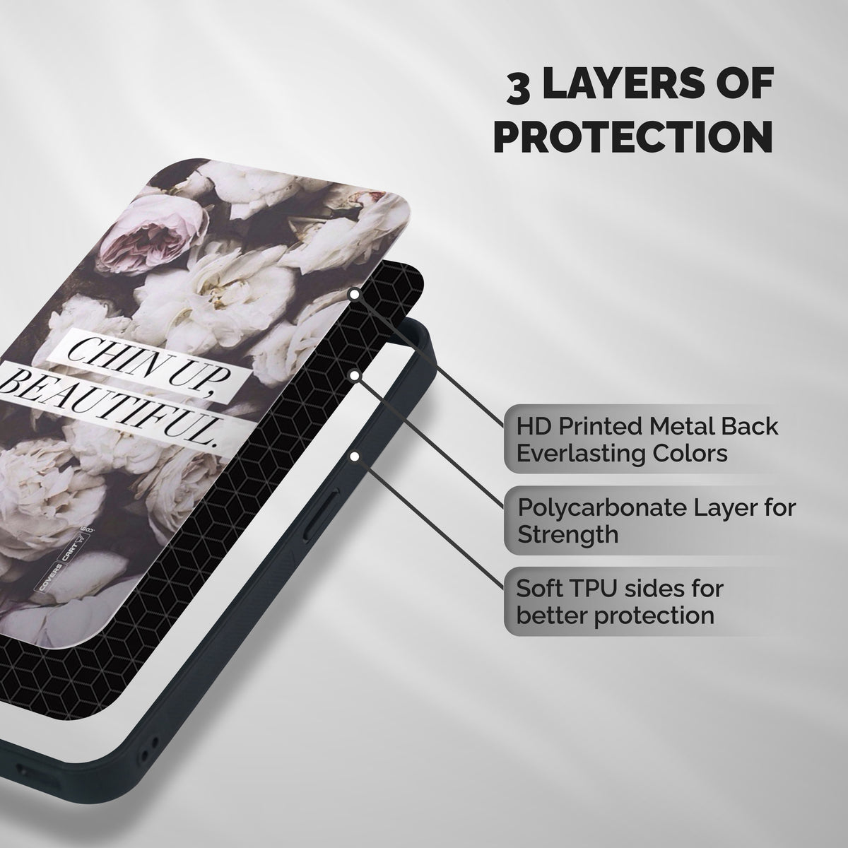 Chin Up Beautiful Shockproof Hybrid Protection (Metal + TPU) Back Case Cover