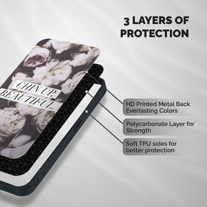 Chin Up Beautiful Shockproof Hybrid Protection (Metal + TPU) Back Case Cover