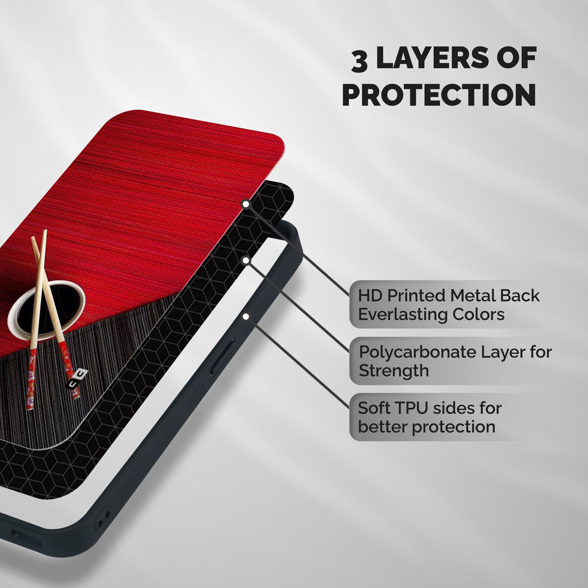 Chopstick Design Shockproof Hybrid Protection (Metal + TPU) Back Case Cover