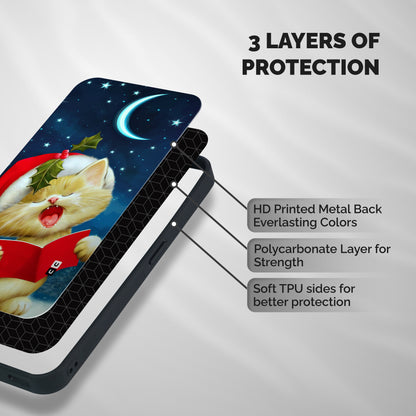 Christmas Cat Shockproof Hybrid Protection (Metal + TPU) Back Case Cover
