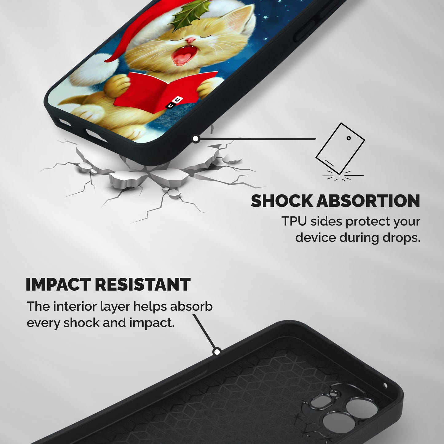 Christmas Cat Shockproof Hybrid Protection (Metal + TPU) Back Case Cover