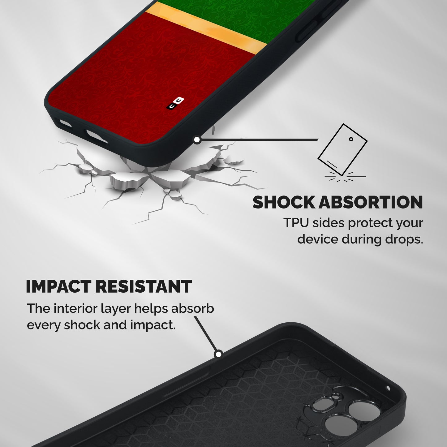Christmas Colors Stripe Shockproof Hybrid Protection (Metal + TPU) Back Case Cover