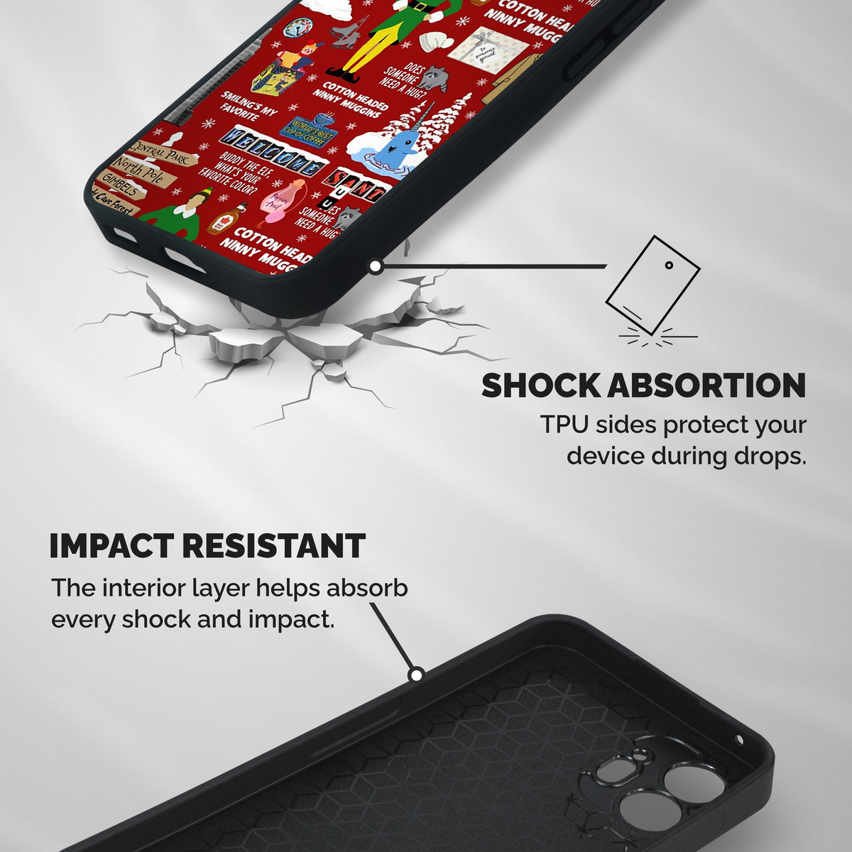 Christmas Cute Doodles Shockproof Hybrid Protection (Metal + TPU) Back Case Cover