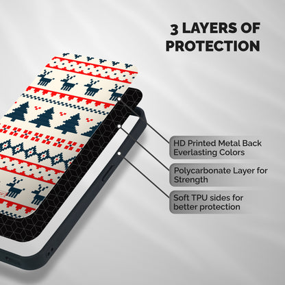 Christmas Design Pattern Shockproof Hybrid Protection (Metal + TPU) Back Case Cover