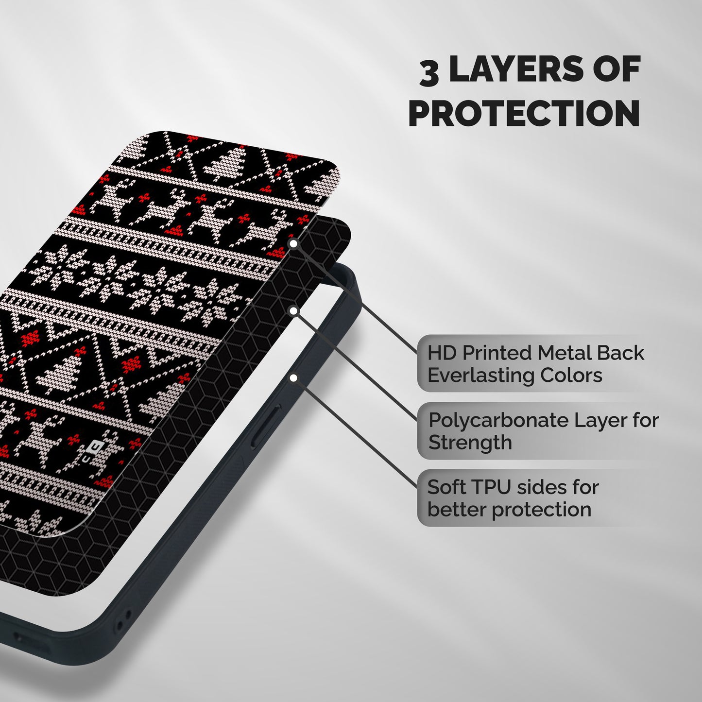 Christmas Seamless Aztec Pattern Shockproof Hybrid Protection (Metal + TPU) Back Case Cover