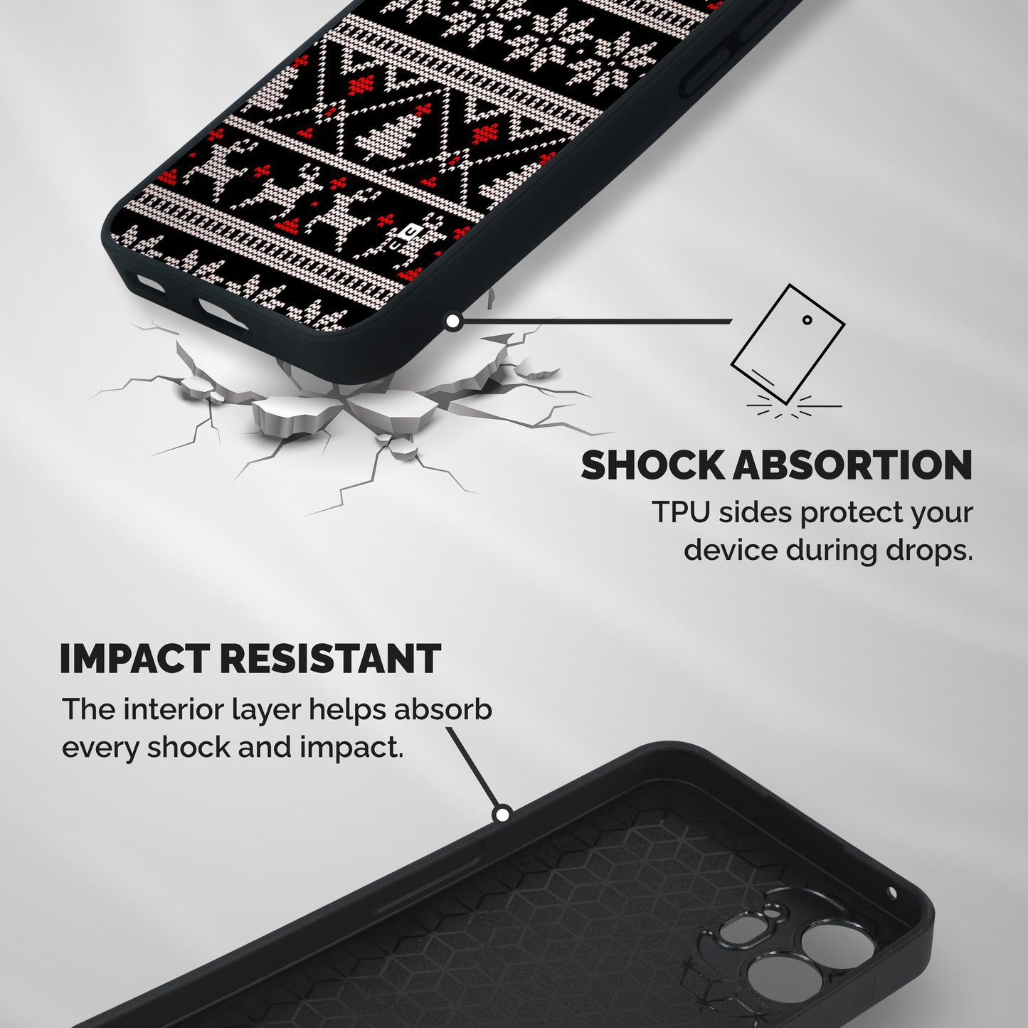Christmas Seamless Aztec Pattern Shockproof Hybrid Protection (Metal + TPU) Back Case Cover