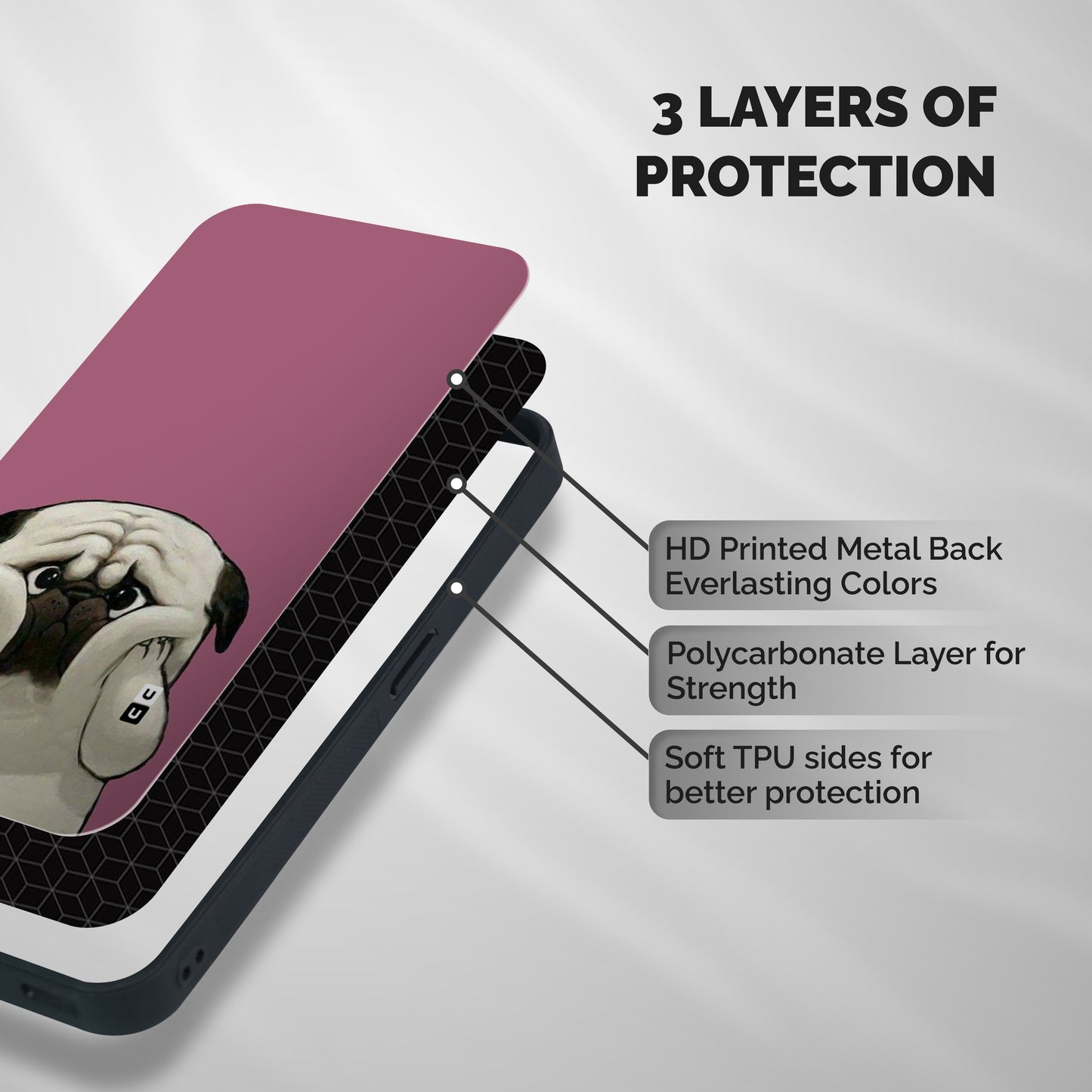 Chubby Doggo Shockproof Hybrid Protection (Metal + TPU) Back Case Cover