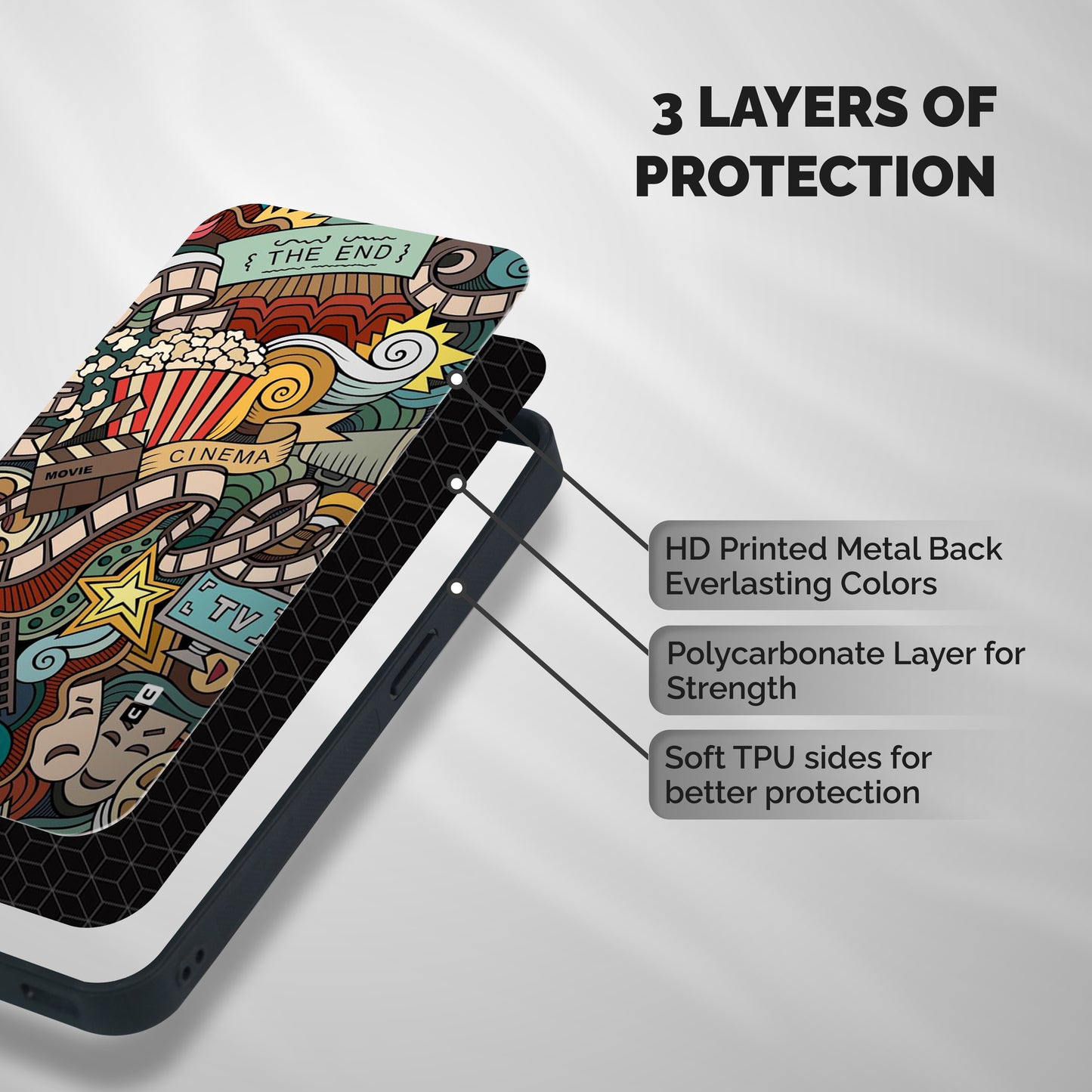 Cinematic Design Shockproof Hybrid Protection (Metal + TPU) Back Case Cover