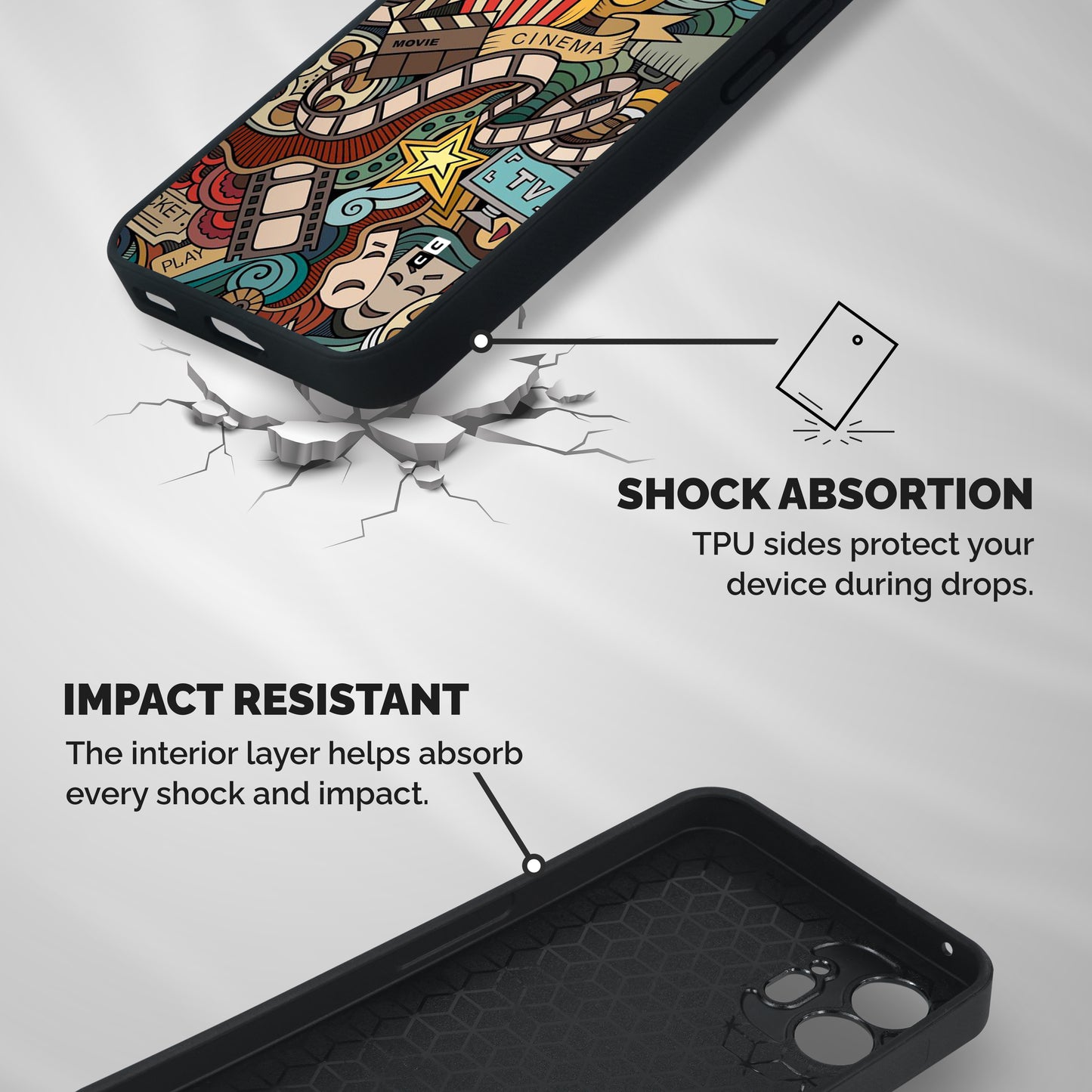Cinematic Design Shockproof Hybrid Protection (Metal + TPU) Back Case Cover