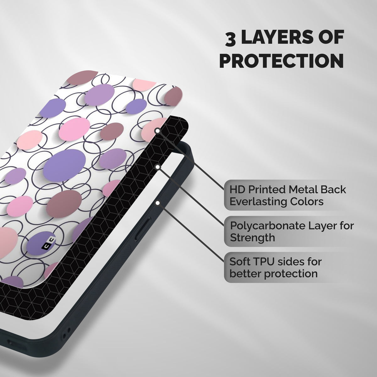 Circles And More Shockproof Hybrid Protection (Metal + TPU) Back Case Cover