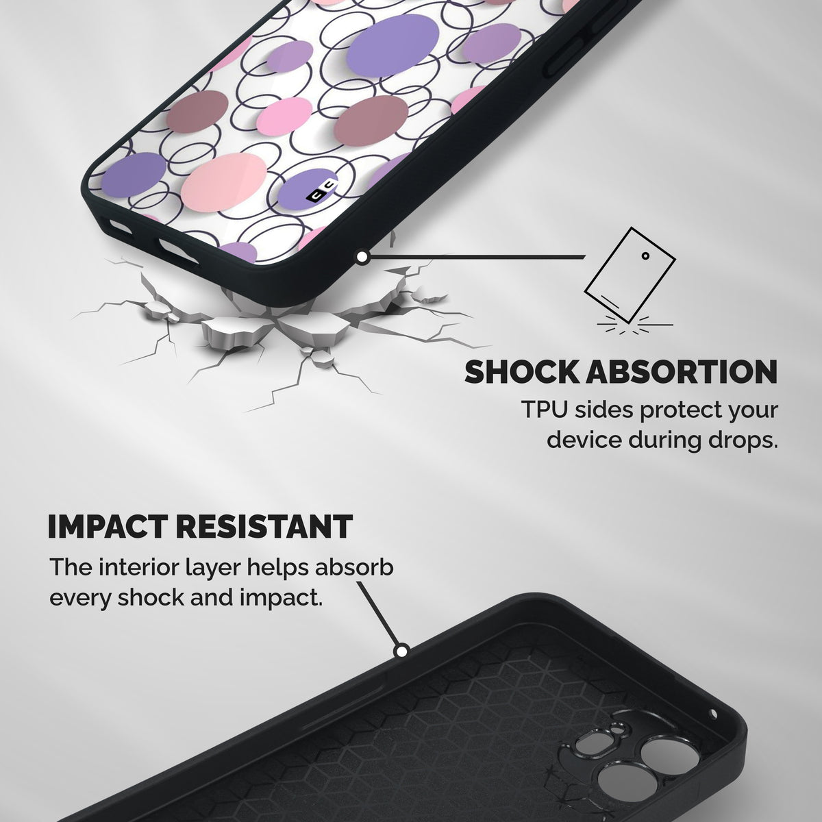 Circles And More Shockproof Hybrid Protection (Metal + TPU) Back Case Cover