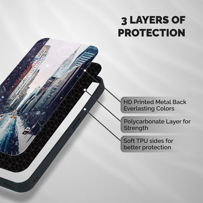 City Snow Shockproof Hybrid Protection (Metal + TPU) Back Case Cover