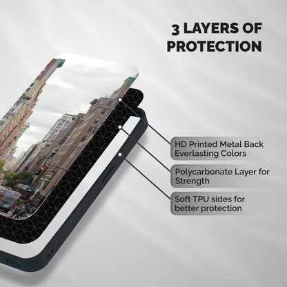 City Street View Shockproof Hybrid Protection (Metal + TPU) Back Case Cover