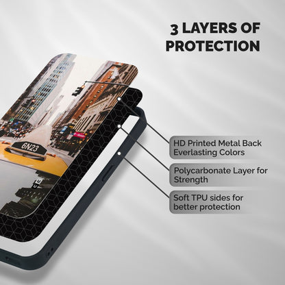 City Taxi Shockproof Hybrid Protection (Metal + TPU) Back Case Cover