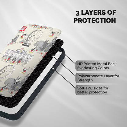 City Tour Pattern Shockproof Hybrid Protection (Metal + TPU) Back Case Cover