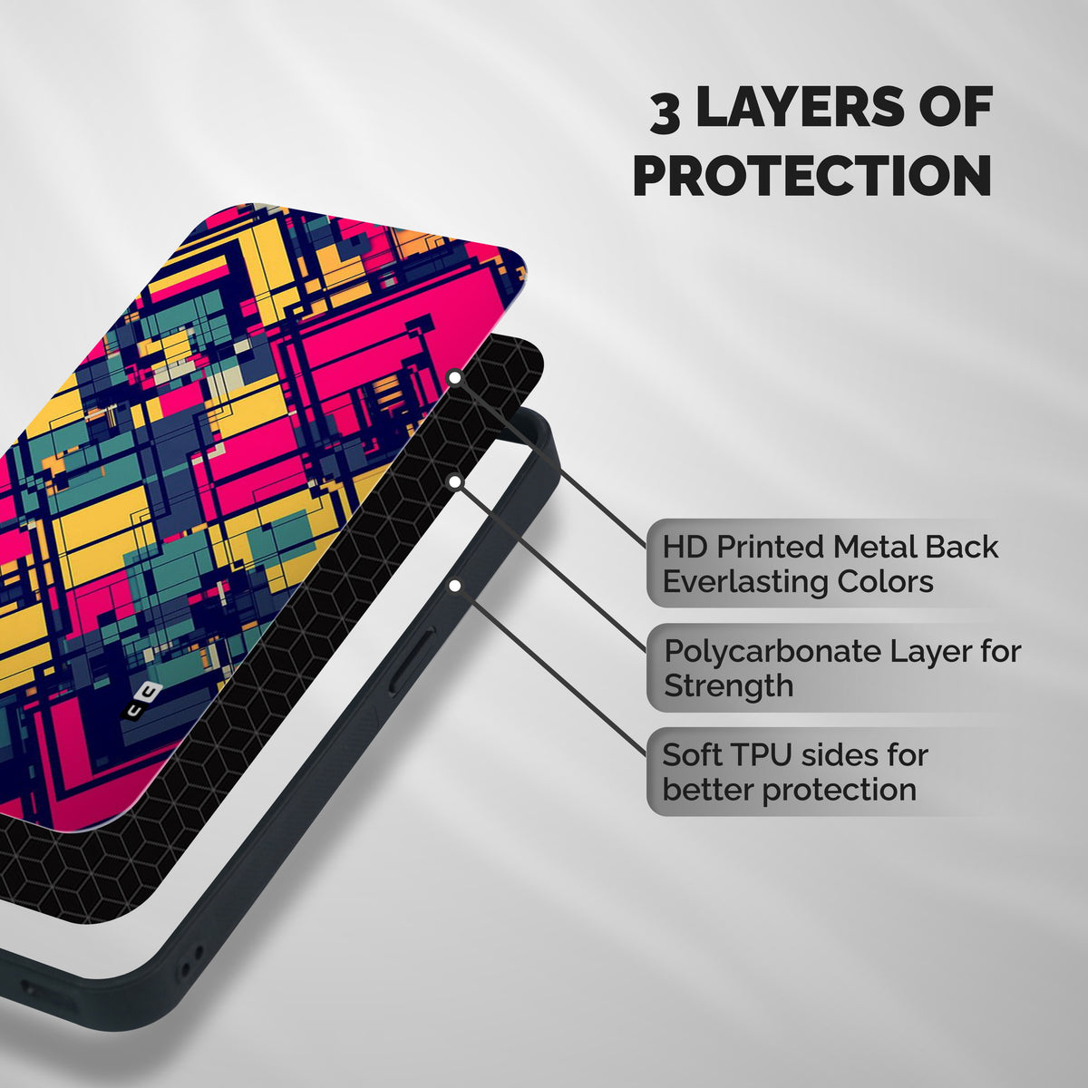 Classic Abstract Coloured Shockproof Hybrid Protection (Metal + TPU) Back Case Cover