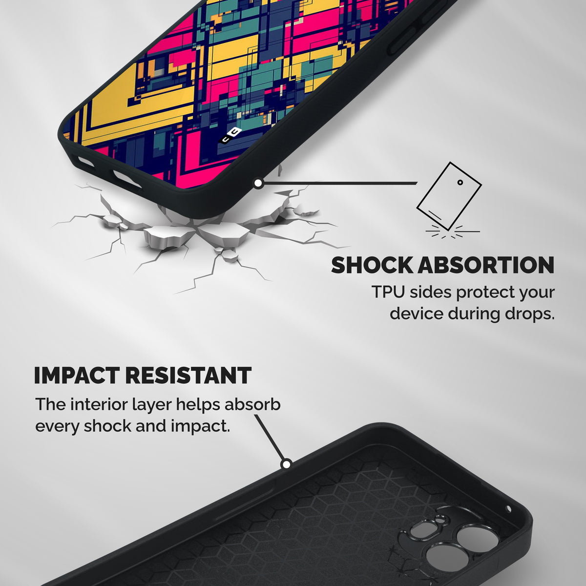 Classic Abstract Coloured Shockproof Hybrid Protection (Metal + TPU) Back Case Cover