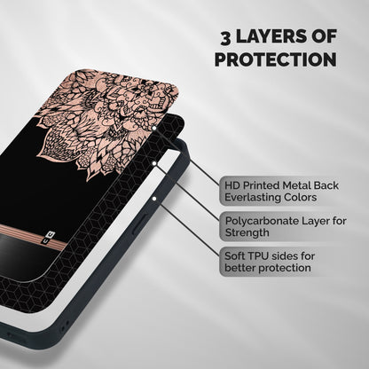 Classic Black Sleak Design Shockproof Hybrid Protection (Metal + TPU) Back Case Cover