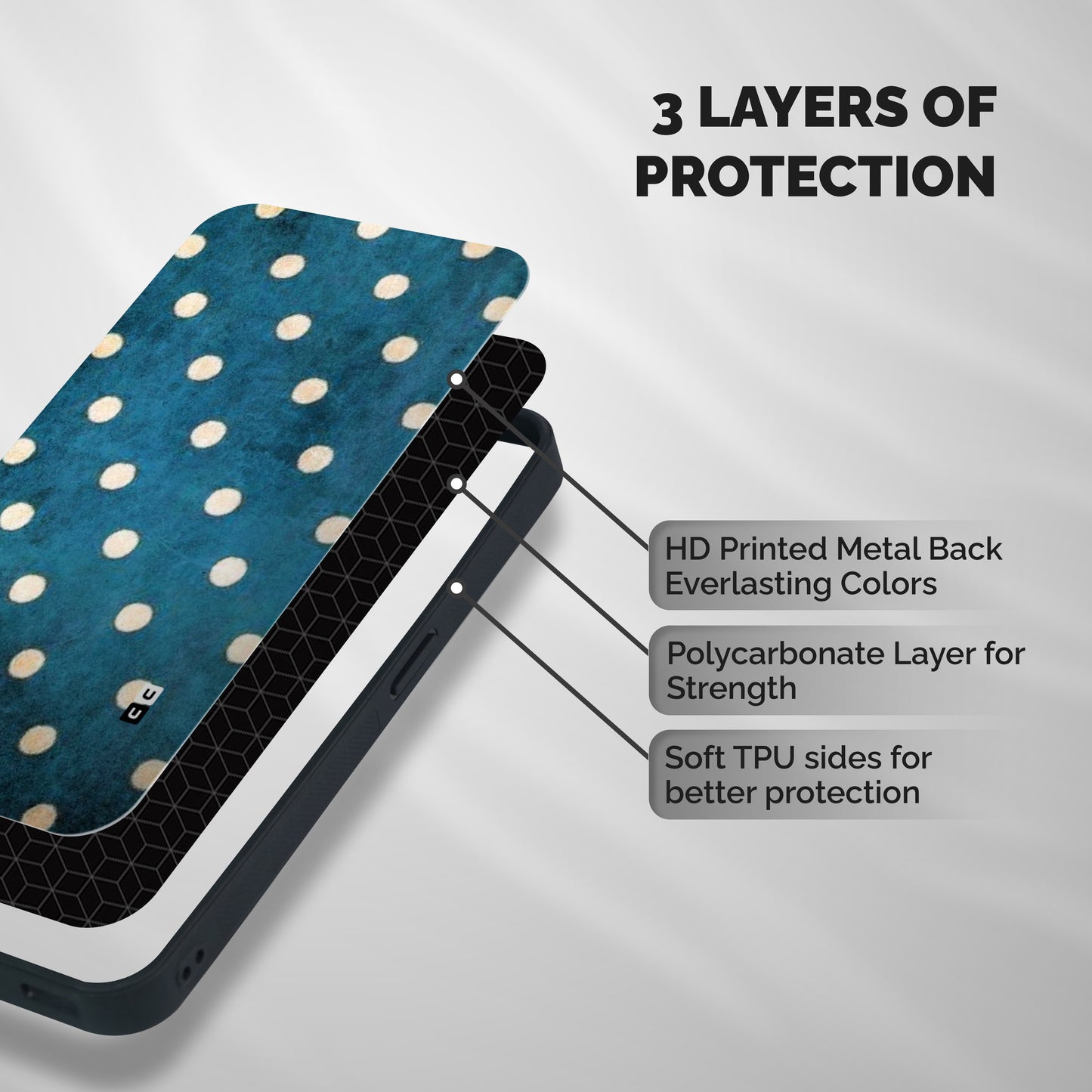 Classic Blue Polka Shockproof Hybrid Protection (Metal + TPU) Back Case Cover