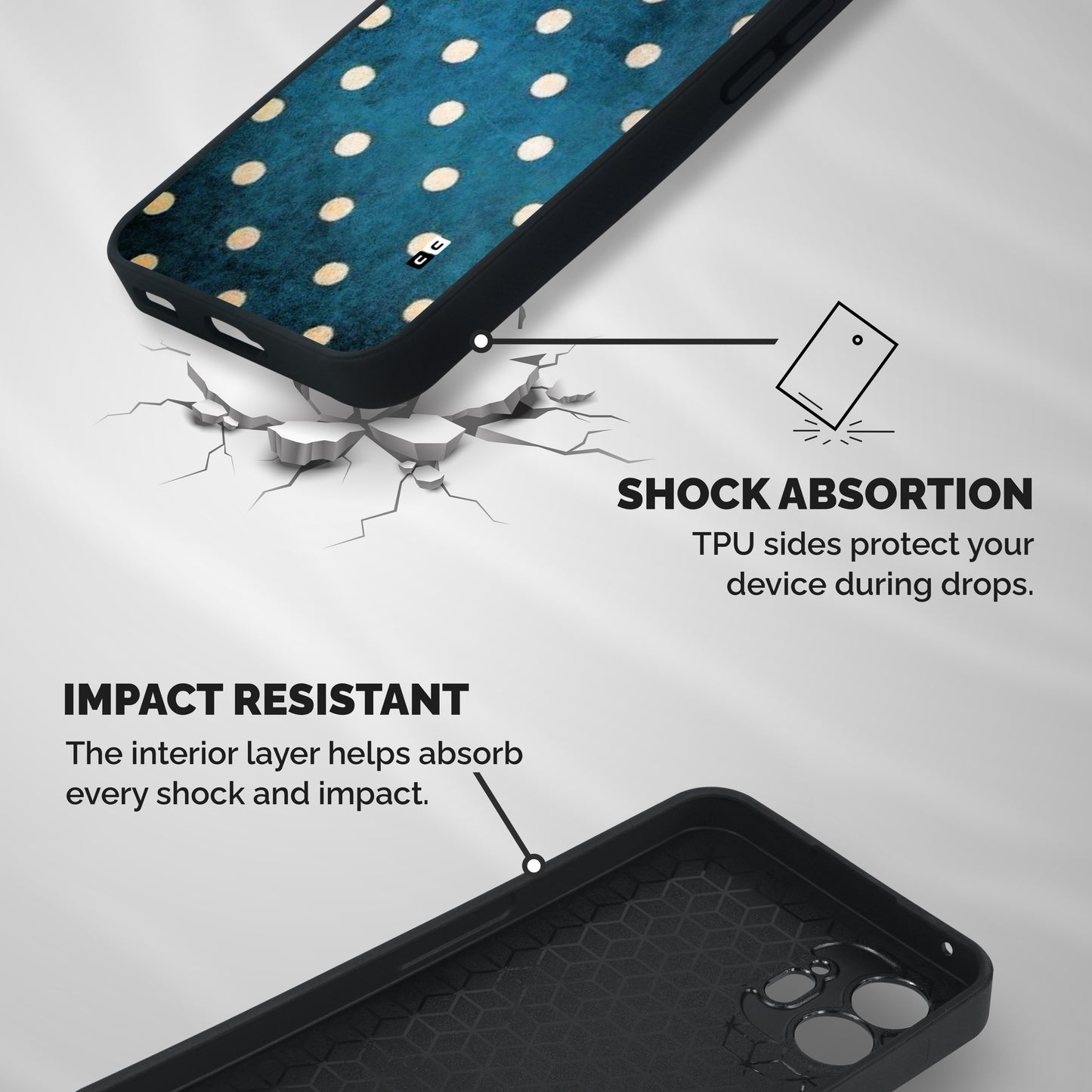 Classic Blue Polka Shockproof Hybrid Protection (Metal + TPU) Back Case Cover