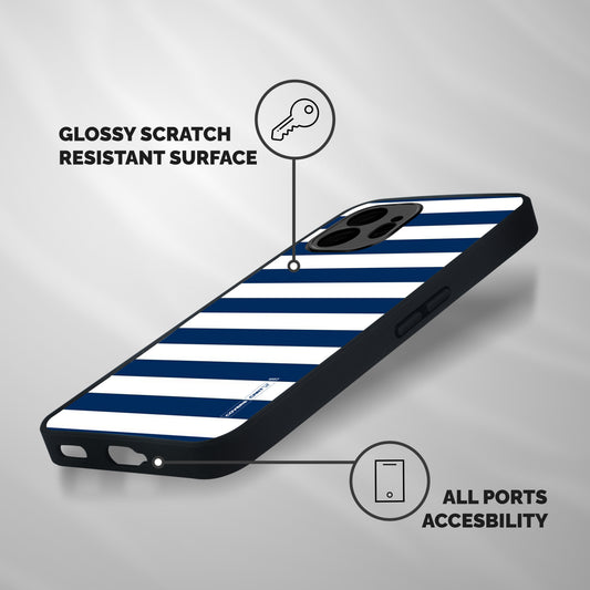 Classic Blue White Stripes Shockproof Hybrid Protection (Metal + TPU) Back Case Cover