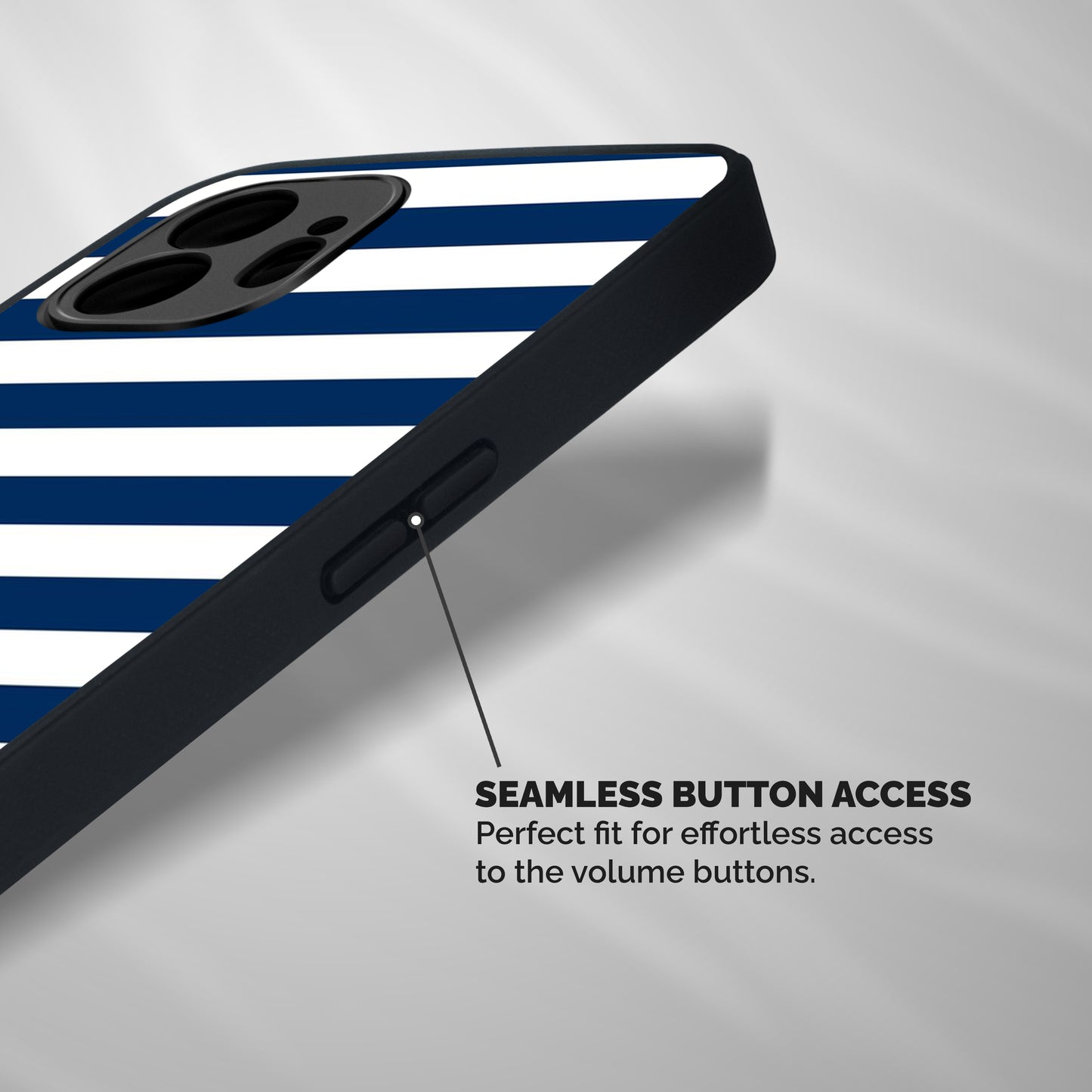 Classic Blue White Stripes Shockproof Hybrid Protection (Metal + TPU) Back Case Cover