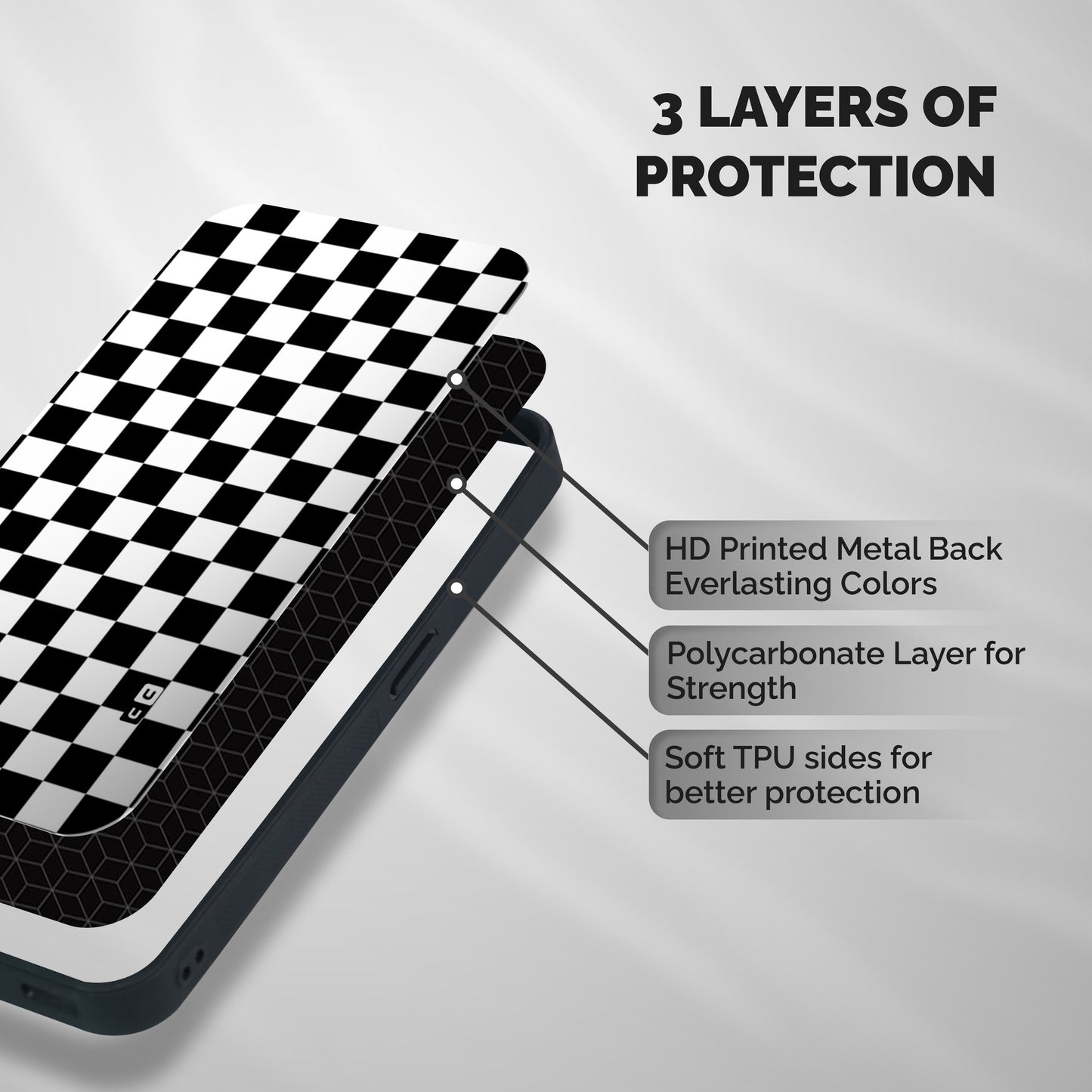 Classic Check Shockproof Hybrid Protection (Metal + TPU) Back Case Cover