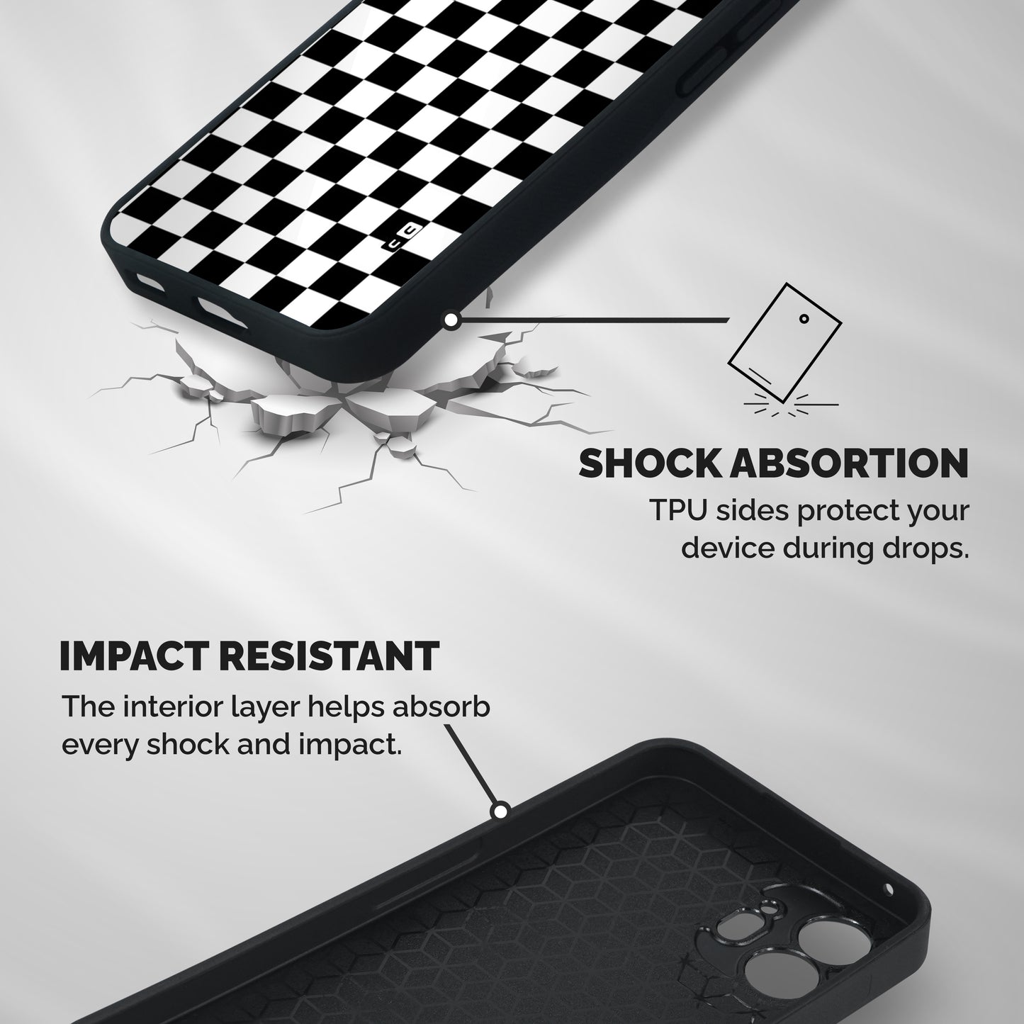 Classic Check Shockproof Hybrid Protection (Metal + TPU) Back Case Cover