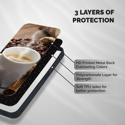 Classic Coffee Beans Shockproof Hybrid Protection (Metal + TPU) Back Case Cover