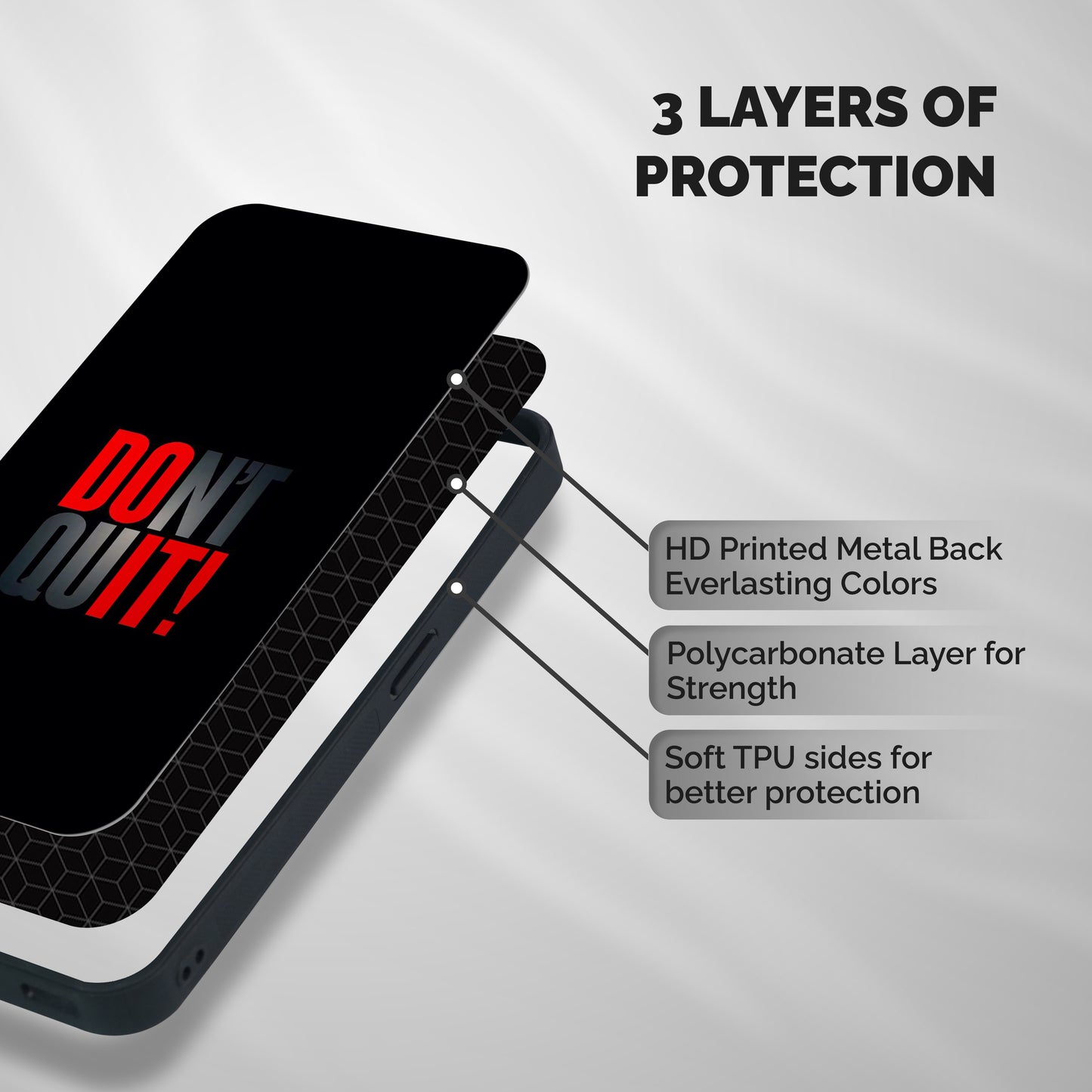 Classic Dont Quit Shockproof Hybrid Protection (Metal + TPU) Back Case Cover