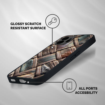 Classic Leather Belt Design Shockproof Hybrid Protection (Metal + TPU) Back Case Cover