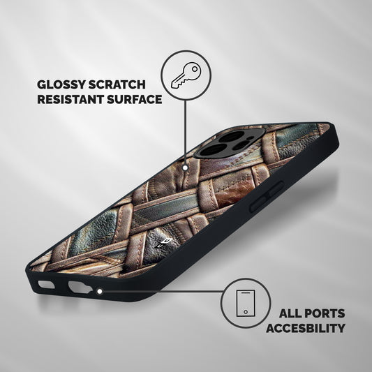 Classic Leather Belt Design Shockproof Hybrid Protection (Metal + TPU) Back Case Cover