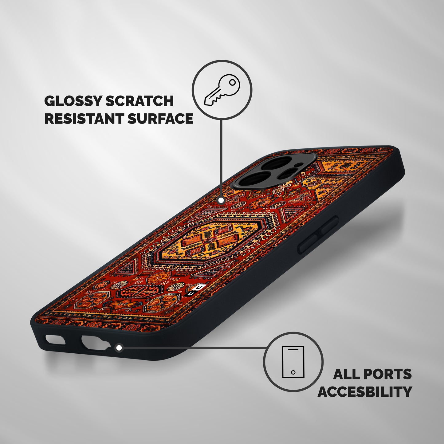 Classic Luxury Carpet Pattern Shockproof Hybrid Protection (Metal + TPU) Back Case Cover