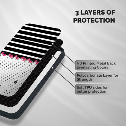 Classic Polka Stripes Shockproof Hybrid Protection (Metal + TPU) Back Case Cover