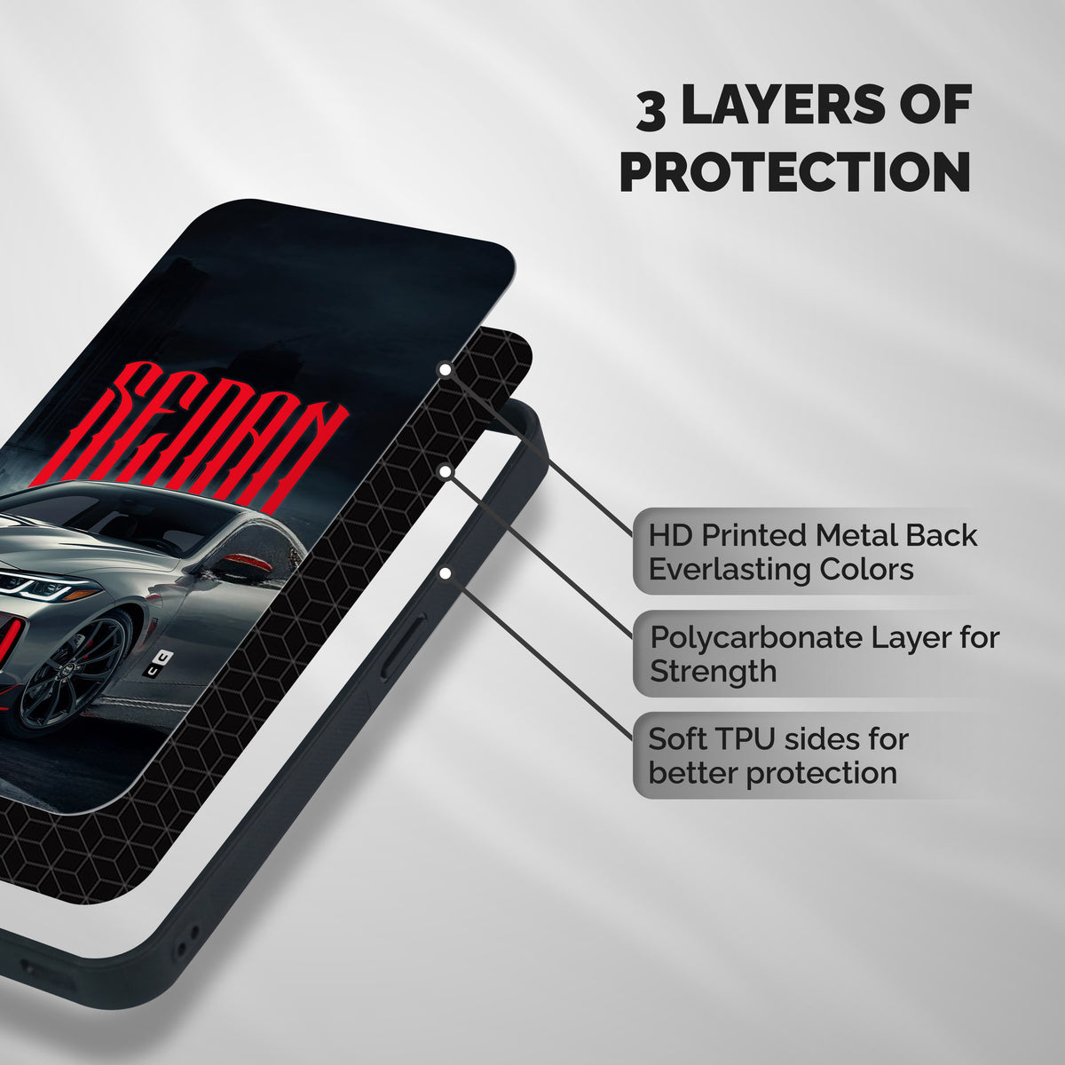 Classic Sedan Shockproof Hybrid Protection (Metal + TPU) Back Case Cover