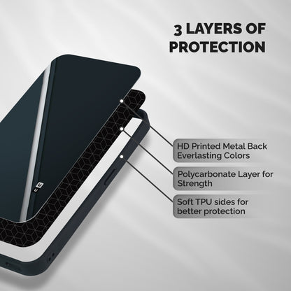 Classic Single Stripe Shockproof Hybrid Protection (Metal + TPU) Back Case Cover