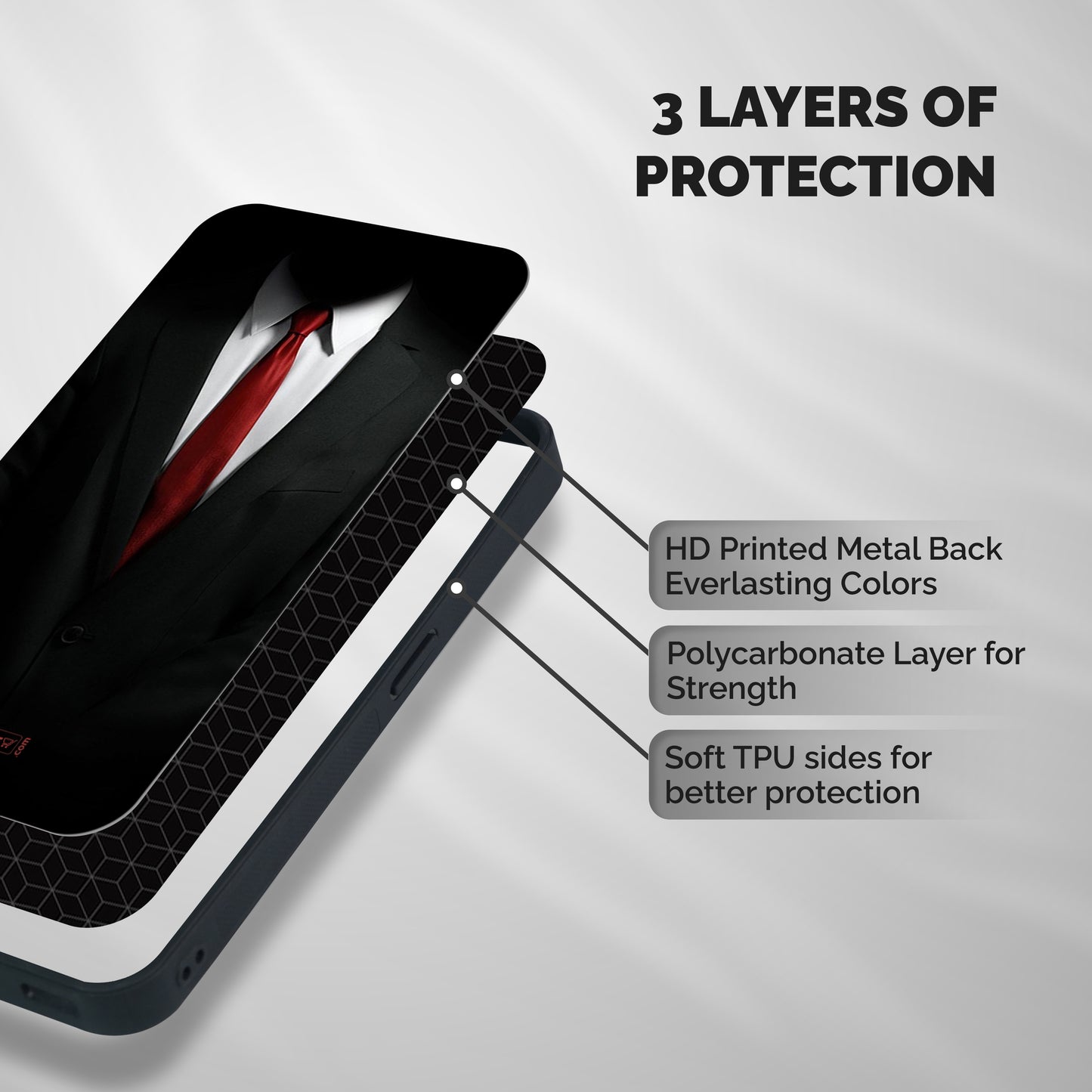 Classic Suit Shockproof Hybrid Protection (Metal + TPU) Back Case Cover
