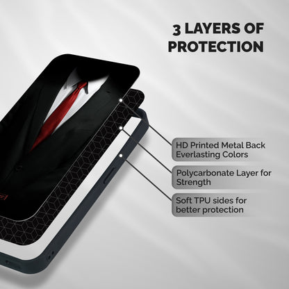 Classic Suit Shockproof Hybrid Protection (Metal + TPU) Back Case Cover