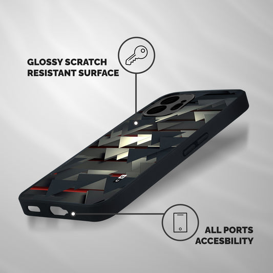 Classic Triangles Design Shockproof Hybrid Protection (Metal + TPU) Back Case Cover