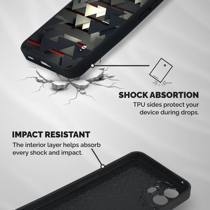 Classic Triangles Design Shockproof Hybrid Protection (Metal + TPU) Back Case Cover
