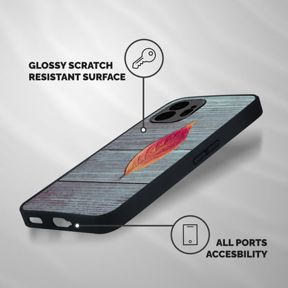 Classic Wood Leaf Shockproof Hybrid Protection (Metal + TPU) Back Case Cover