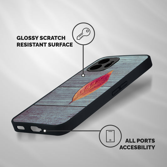 Classic Wood Leaf Shockproof Hybrid Protection (Metal + TPU) Back Case Cover