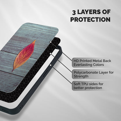 Classic Wood Leaf Shockproof Hybrid Protection (Metal + TPU) Back Case Cover