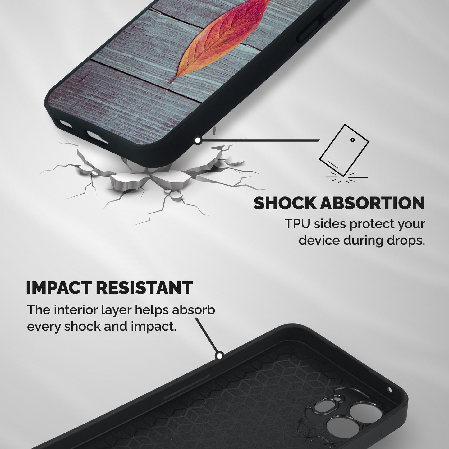 Classic Wood Leaf Shockproof Hybrid Protection (Metal + TPU) Back Case Cover
