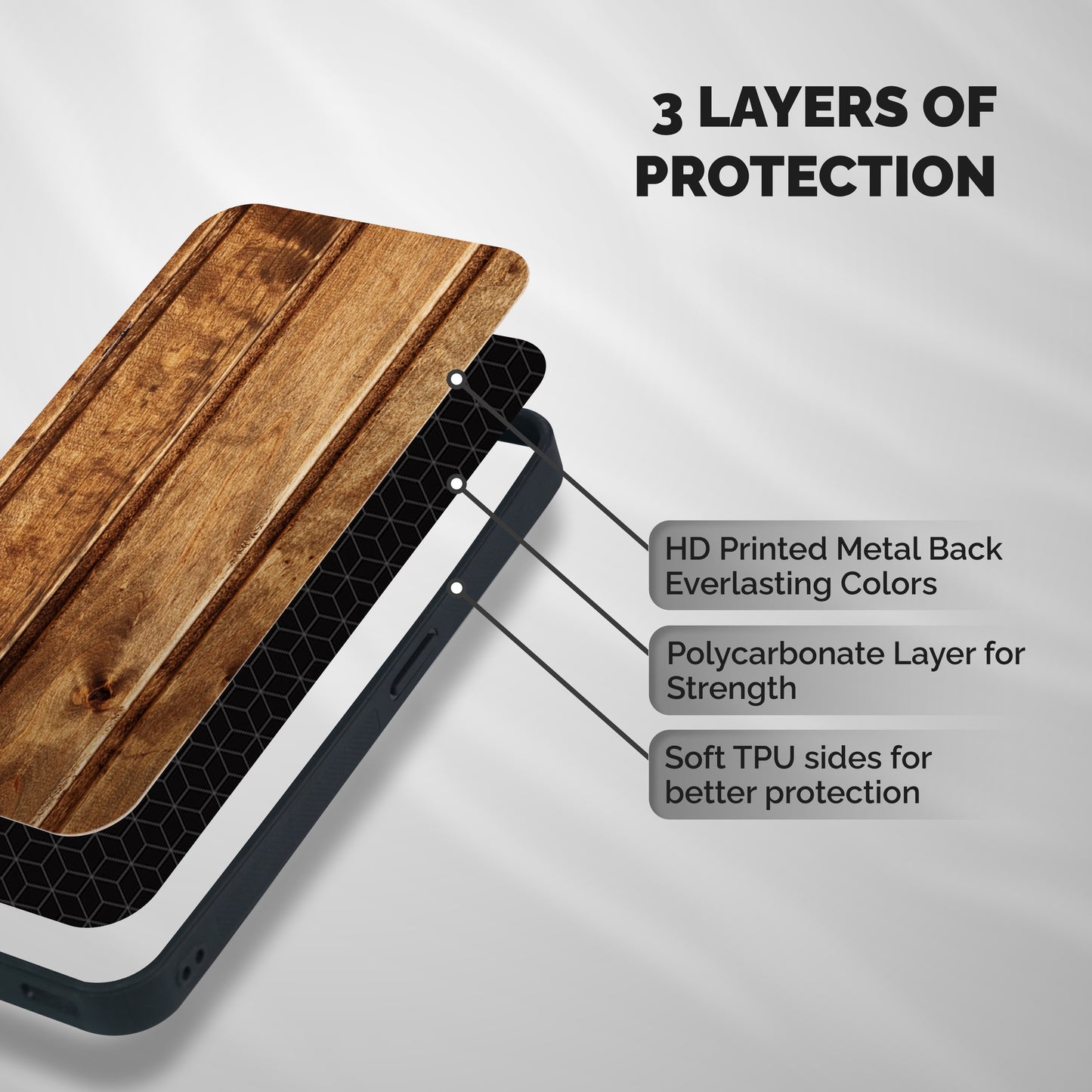 Classic Wood Print Shockproof Hybrid Protection (Metal + TPU) Back Case Cover