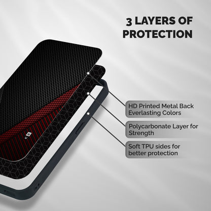 Classy Black Red Design Shockproof Hybrid Protection (Metal + TPU) Back Case Cover