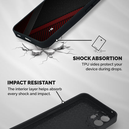 Classy Black Red Design Shockproof Hybrid Protection (Metal + TPU) Back Case Cover