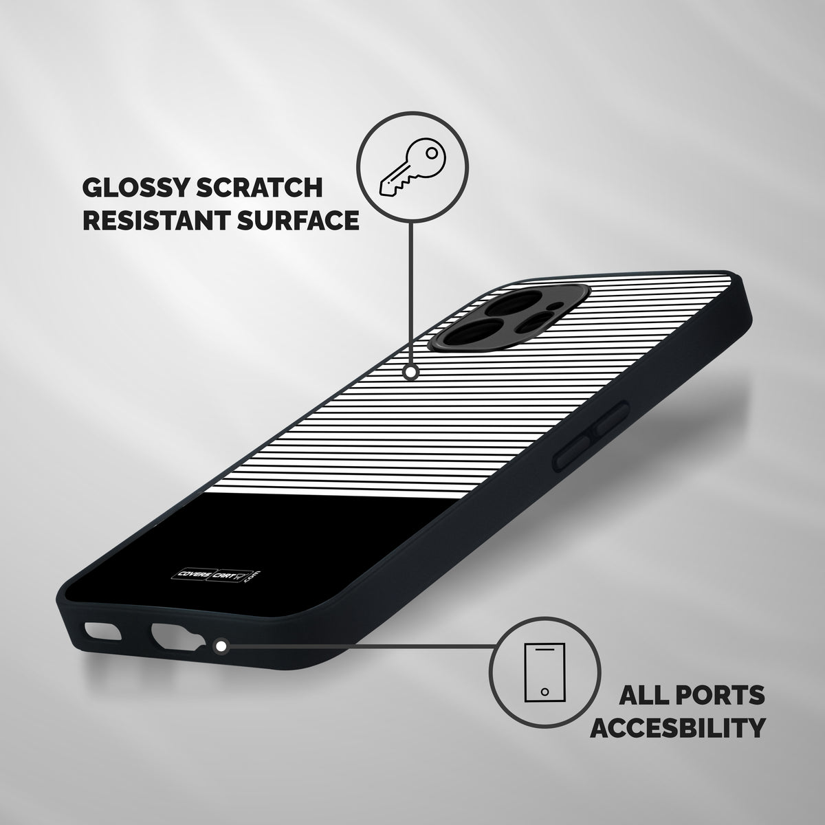 Classy Black Stripes Shockproof Hybrid Protection (Metal + TPU) Back Case Cover