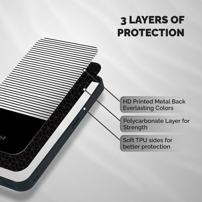 Classy Black Stripes Shockproof Hybrid Protection (Metal + TPU) Back Case Cover
